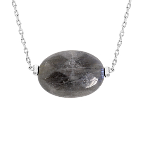 COLLIER ACIER PIERRE NATURELLE LABRADORITE 42+3CM  (AMITIÉ & PROTECTION)