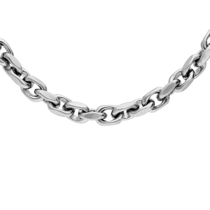 COLLIER ACIER MAILLE STYLE GROSSE FORCAT 63CM SATINÉE