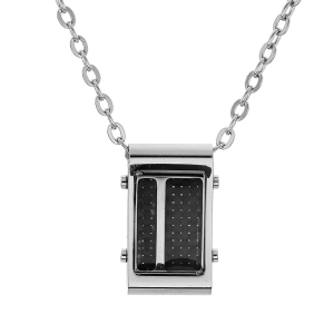 COLLIER ACIER PENDENTIF CARBONE 50+5CM