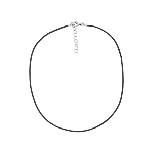 CORDON CIRE 2MM FERMOIR ACIER NOIR 40+5CM