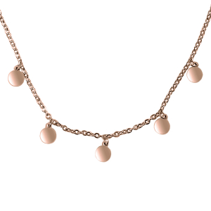 COLLIER ACIER ET PVD ROSE PAMPILLES 42+5CM