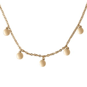 COLLIER ACIER ET PVD DORÉ PAMPILLES 42+5CM