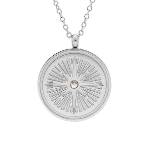 COLLIER ACIER PENDENTIF SOLEIL 40+4CM