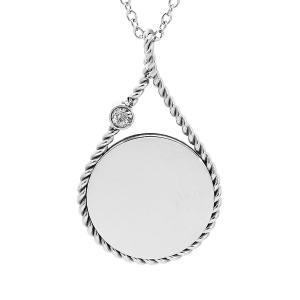 COLLIER ACIER PENDENTIF ROND PERLÉ 38+7cm