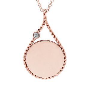 COLLIER ACIER ET PVD ROSE PENDENTIF ROND PERLÉ 38+7cm