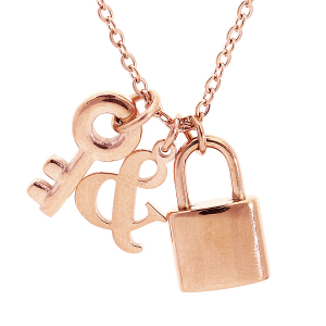 COLLIER ACIER ET PVD ROSE CADENAS 38+7CM