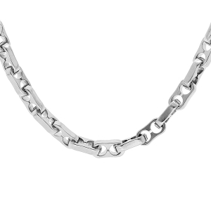 COLLIER ACIER GRAIN DE CAFÉ STYLISÉ 49,5CM