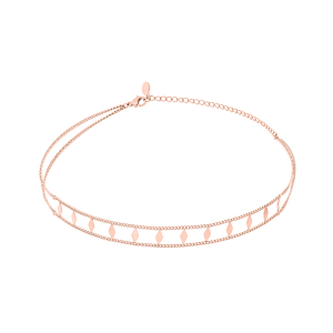 COLLIER ACIER ET PVD ROSE 32,5+7CM