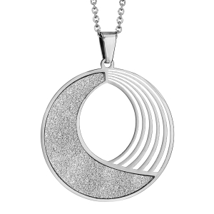 COLLIER ACIER PENDENTIF ROND EVIDE AVEC GLITTER 46CM