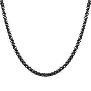 CHAINE JASERON SERREE ACIER PVD NOIR 3MM  55+10CM