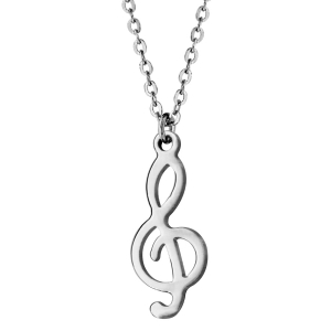 COLLIER ACIER PENDENTIF CLEF DE SOL 40+3CM