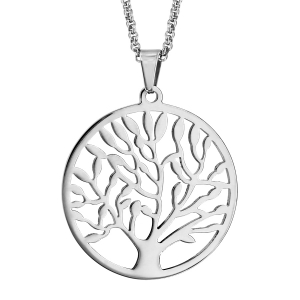 COLLIER ACIER ARBRE DE VIE 42+4CM