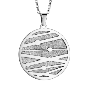 COLLIER ACIER PENDENTIF ROND AVEC GRANITE 42+4CM