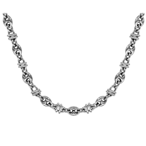 COLLIER ACIER GRAIN DE CAFE 53CM