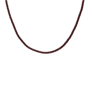 COLLIER CORDON CUIR BOVIN TRESSE MARRON  FERMOIR MOUSQUETON ACIER 55CM + 5CM
