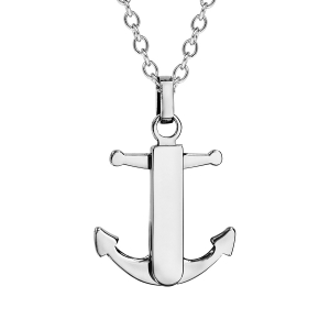 COLLIER ACIER PENDENTIF ANCRE MARINE A PERSONNALISER 50+5CM