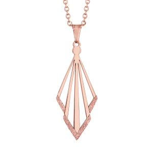 COLLIER ACIER ET PVD ROSE PENDENTIF GIVRE 42+4CM