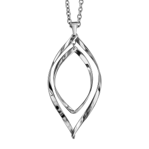 COLLIER ACIER PENDENTIF DOUBLE GOUTTE EVIDEE 40+5CM