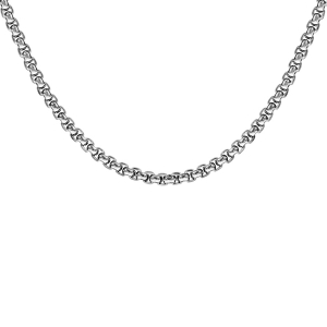 COLLIER ACIER MAILLE JASERON CARRÉE 55CM diam 4MM