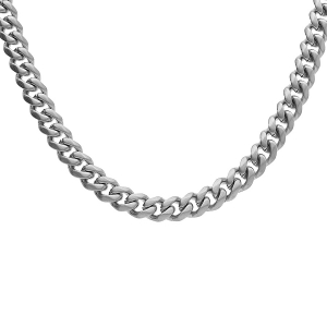 CHAINE ACIER SATINÉ MAILLE GOURMETTE 5MM 50CM