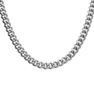 CHAINE ACIER SATINÉ MAILLE GOURMETTE 5MM 55CM