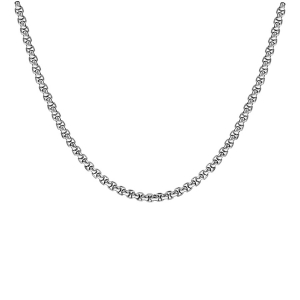 COLLIER ACIER MAILLE JASERON CARRÉE 70CM  4MM