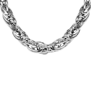 COLLIER ACIER MAILLE ENTRELACEE 45+5CM