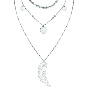 COLLIER ACIER 3 RANGS BOULES 35CM ET RONDELLES AVEC BOULES 55CM ET AILE D'ANGE 75CM   41+5CM