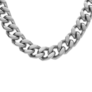COLLIER ACIER SATINÉ MAILLE GOURMETTE 10MM 55CM
