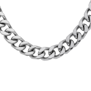 COLLIER ACIER SATINÉ MAILLE GOURMETTE 10MM 55CM