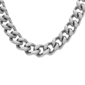 COLLIER ACIER SATINÉ MAILLE GOURMETTE 10MM 60CM