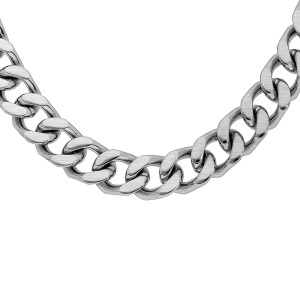 COLLIER ACIER SATINÉ MAILLE GOURMETTE 10MM 60CM