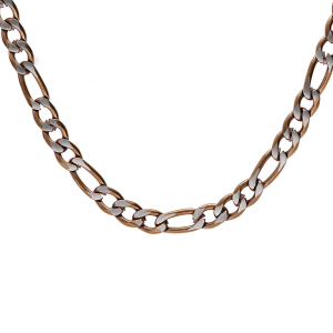 COLLIER ACIER 1+3 4MM PVD BROSSÉ ASPECT PATINÉ CHANFREIN BRUN 55CM