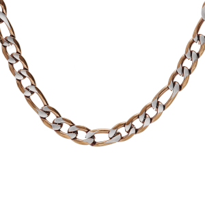 COLLIER ACIER 1+3 5MM PVD BROSSÉ ASPECT PATINÉ CHANFREIN BRUN  50CM