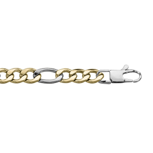 BRACELET ACIER ET PVD BICOLORE  1+3 6MM 21CM