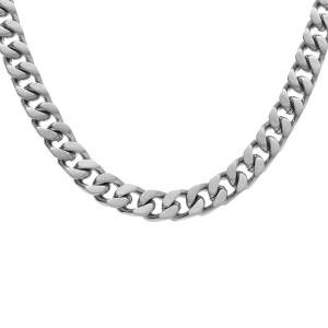 COLLIER ACIER SATINÉ MAILLE GOURMETTE 6MM 50CM