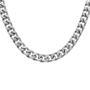 COLLIER ACIER SATINÉ MAILLE GOURMETTE 6MM 55CM