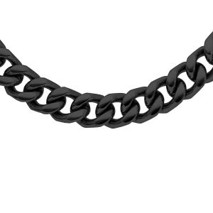 COLLIER ACIER MAILLE GOURMETTE 8MM PVD NOIR 50CM