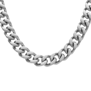 COLLIER ACIER SATINÉ MAILLE GOURMETTE 8MM 50CM
