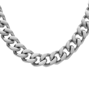 COLLIER ACIER SATINÉ MAILLE GOURNETTE 8MM 55CM