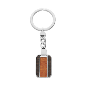 PORTE CLEF ACIER RECTANGULAIRE ET ASPECT BOIS MARRON ET NOIR