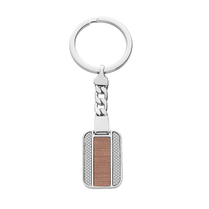 PORTE CLEF ACIER RECTANGULAIRE ASPECT BOIS ET CROISILLONS