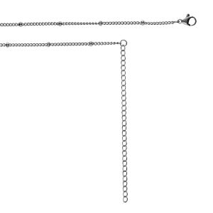 COLLIER SAUTOIR OU CHAINE DE VENTRE ACIER AVEC BOULES 65.5+20.5CM