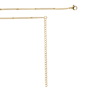 COLLIER SAUTOIR OU CHAINE DE VENTRE ACIER DORÉ AVEC BOULES  65.5+20.5CM