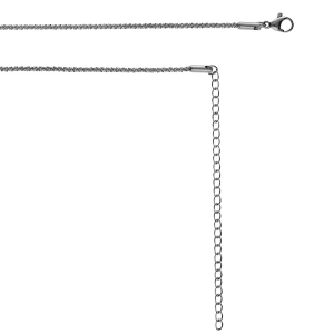 COLLIER SAUTOIR OU CHAINE DE VENTRE ACIER MAILLE CORDE  65.5+20.5CM