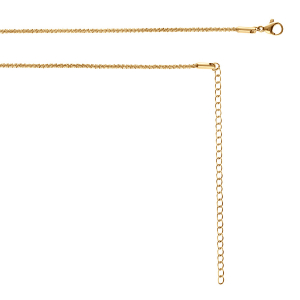 COLLIER SAUTOIR OU CHAINE DE VENTRE ACIER DORÉ MAILLE CORDE  65.5+20.5CM