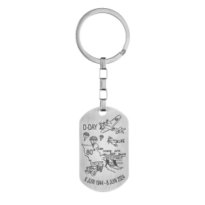 PORTE-CLEF ACIER PLAQUE GRAVURE D-DAY