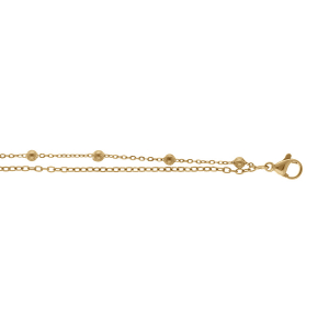 CHAINE CHEVILLE ACIER DORÉ 2 RANGS AVEC BOULES 22+5CM