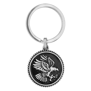 PORTE CLEF ACIER AIGLE SUR FOND RÉSINE NOIRE