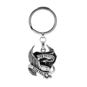 PORTE CLEF ACIER PATINÉ AIGLE BIKER
